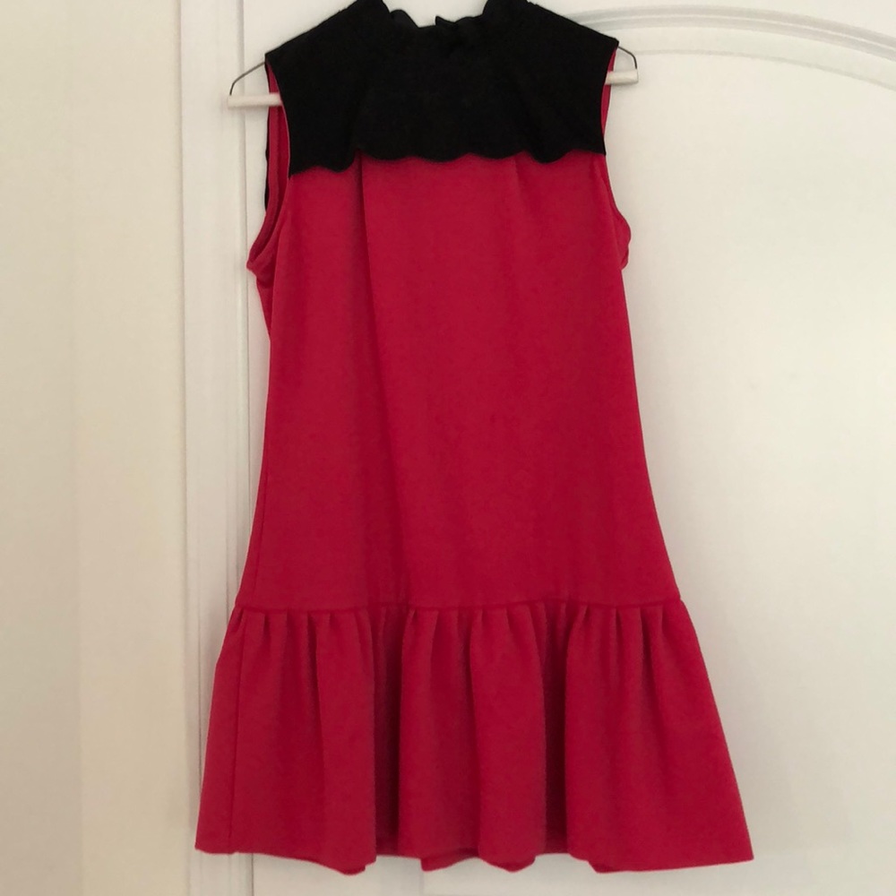 Hot pink mini dress with scallop details
